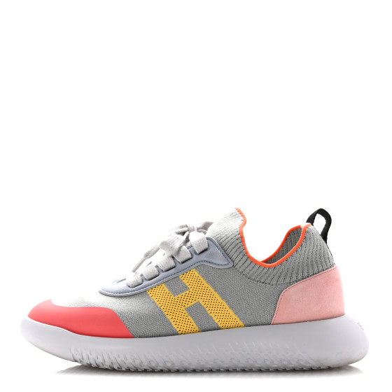 HERMES Knit Suede Goatskin Womens Crew Sneakers 36.5