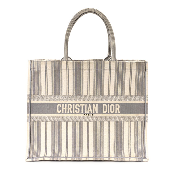 CHRISTIAN DIOR トートグレー Large Dior Book Tote Ecru and Gray Toile de Jouy Embroidery