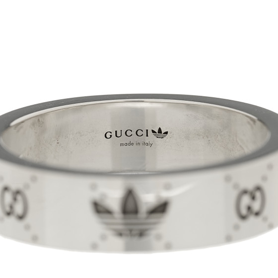 【メーカー直送】 GUCCI X ADIDAS Sterling Silver Trefoil GG Monogram Band Ring 靴