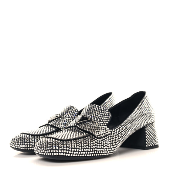 【希少】PRADA Embellished satin loafers クリスタルローファー 希少】PRADA Embellished satin loafers クリスタルローファー