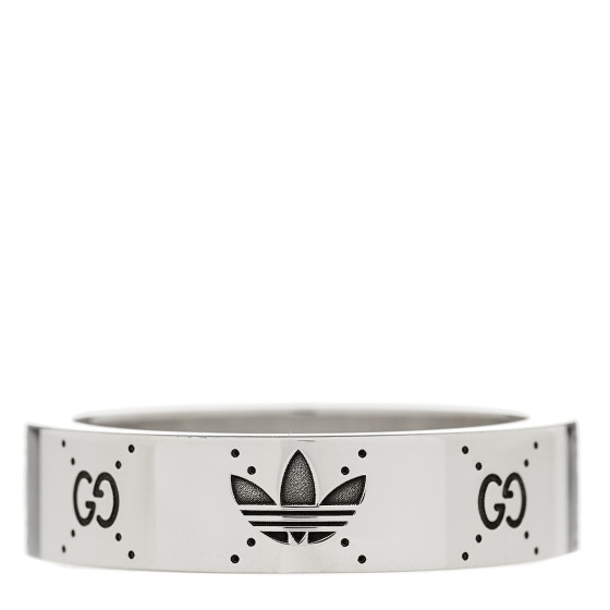 GUCCI X ADIDAS Sterling Silver Trefoil GG Monogram Band Ring