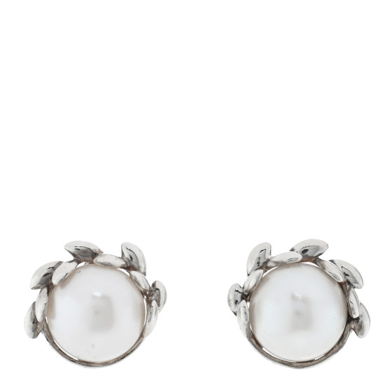 【Tiffany & Co】Paloma Picasso Olive Leaf Stud ピアス Silver Tiffany Small 6mm Pearl Olive Leaf Earring by Paloma Picasso