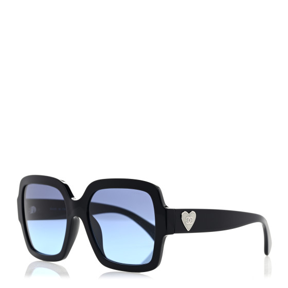 CHANEL Acetate Square Heart Sunglasses 5479-A Blue