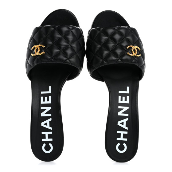 CHANEL ミュール Chanel Size 38 Patent Strappy Quilted CC Wedge – The Little Bird