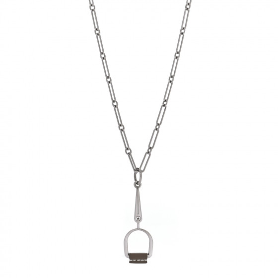 HERMES Swift Small Heritage Equestre Pendant Necklace Etoupe