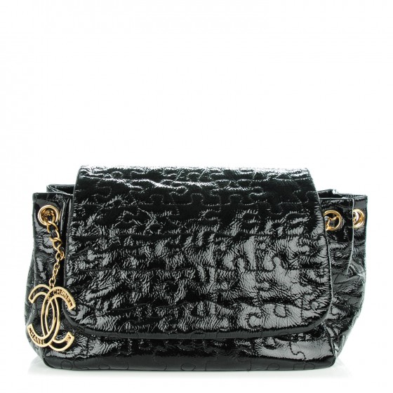 ◆CHANEL◆ Puzzle Flap Bag CHANEL Patent Puzzle Accordion Flap Bag Black 139393