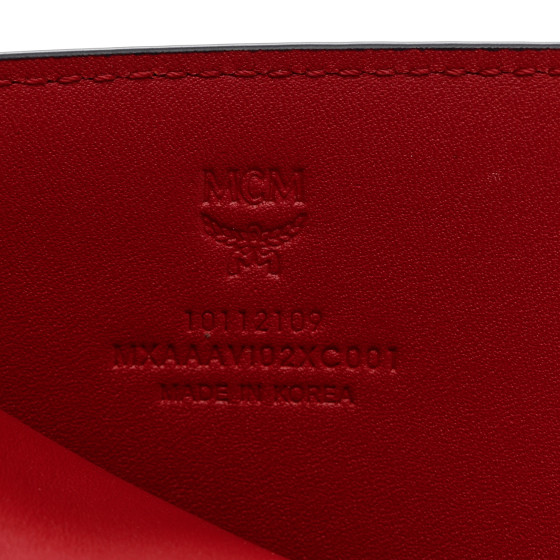 ◆mimi◆ MCM Calfskin Visetos Mini Card Case Ruby Red 1246618