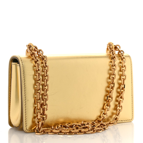 DOLCE GABBANA Metallic Calfskin DG Girls Shoulder Bag Gold