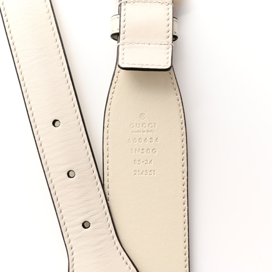GUCCI Efesto Leather Horsebit 25mm Belt 85 34 Mystic White