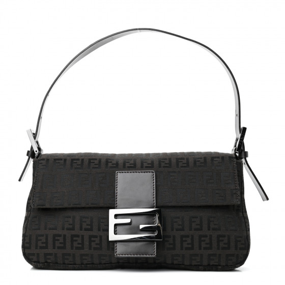 FENDI Zucchino Baguette Black 914729 | FASHIONPHILE