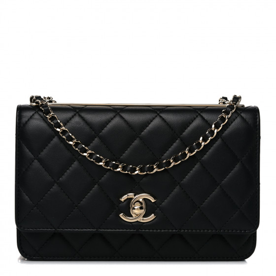 CHANEL Lambskin Quilted Trendy CC Wallet On Chain WOC Black