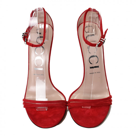 GUCCI Kid Scamosciato GG Ankle Strap High Heel Sandals 39