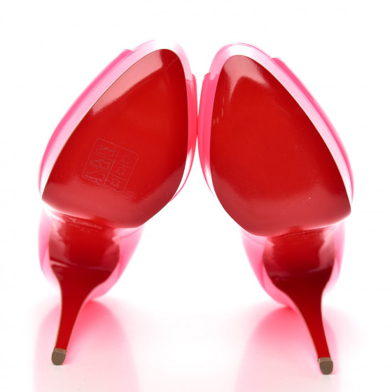 CHRISTIAN LOUBOUTIN Patent Lady Peep 150 Pumps 40 Shocking
