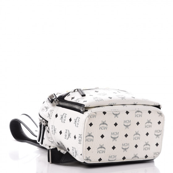 MCM Visetos Studded Small Dual Stark Backpack White 454530