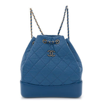 CHANEL Aged Calfskin Quilted Gabrielle Backpack Blue