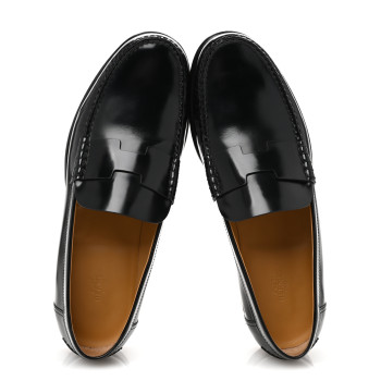 HERMES Calfskin Mens Kennedy Loafers 43 Black