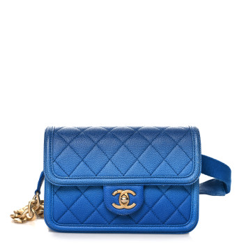 CHANEL Caviar Quilted Sunset On The Sea Waist Bag Blue