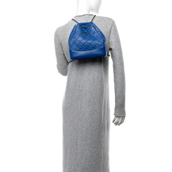 CHANEL Aged Calfskin Quilted Gabrielle Backpack Blue