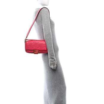 FENDI Nappa FF 1974 Embossed Baguette Lampone