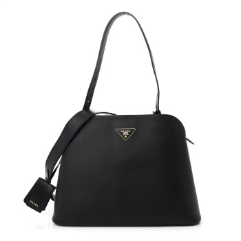 PRADA Saffiano Cuir Matinee Tote Black Cherry