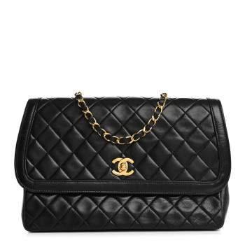 CHANEL Lambskin Quilted Medium Single Flap Black