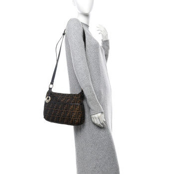 FENDI Zucca Cuoio Lucido Chef Crossbody Bag Tobacco Moro
