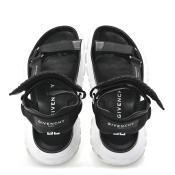 GIVENCHY Calfskin Canvas Braided Spectre Sandals 42 Black