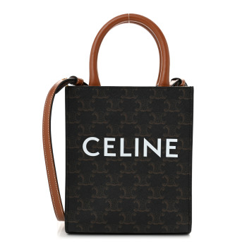 CELINE Triomphe Canvas Calfskin Mini Vertical Cabas Tan