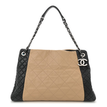 CHANEL Lambskin Quilted Large CC Shopping Tote Black Rose Clair