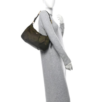 PRADA Tessuto Nylon Vitello Daino Hobo Bruciato