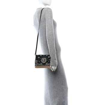 SAINT LAURENT Cotton Bandana Y Quilted Monogram Toy Loulou Crossbody Bag Black White