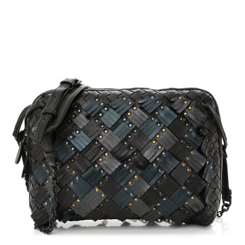 BOTTEGA VENETA Nappa Intrecciato Fringe Studded Nodini Crossbody Messenger Multicolor