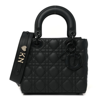 CHRISTIAN DIOR Ultra Matte Calfskin Cannage Small My ABCDior Lady Dior Black
