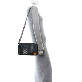LOUIS VUITTON Calfskin Damier Distorted City Keepall Black