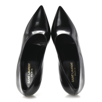 SAINT LAURENT Patent Calfskin Teddy High Vamp 105 Pumps 39 Black
