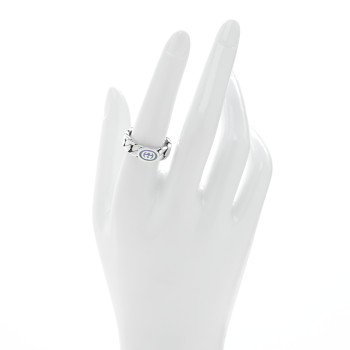 GUCCI Sterling Silver Enamel Interlocking G Chain Ring 56 7.5 Lavender