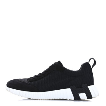 HERMES Goatskin Suede Goatskin Bouncing Sneakers 38 Black