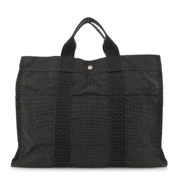 HERMES Canvas Herline MM Tote Grey