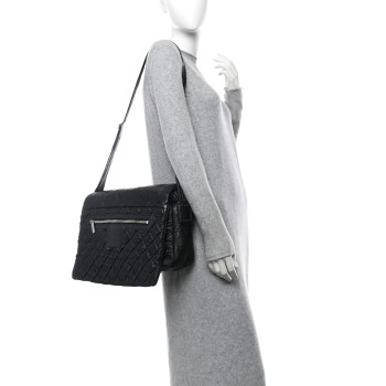 CHANEL Nylon Coco Cocoon Messenger Bag Black