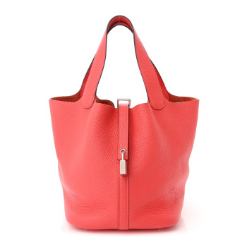 HERMES Taurillon Clemence Picotin Lock 22 MM Rouge De Coeur