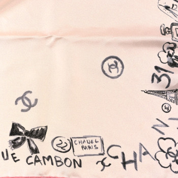 CHANEL Silk CC Square Scarf Pink