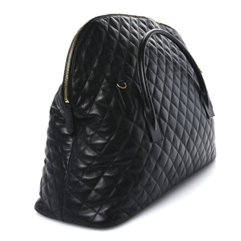SAINT LAURENT Calfskin Quilted ES Giant Travel Bag Black