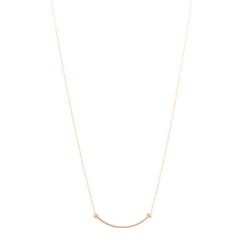 TIFFANY 18K Rose Gold Small T Smile Pendant Necklace