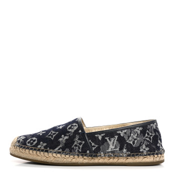 LOUIS VUITTON Monogram Denim Espadrille Flats 8.5 Blue