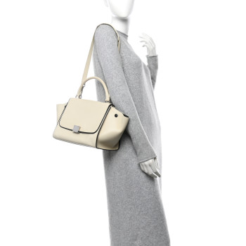 CELINE Smooth Calfskin Small Trapeze White Black