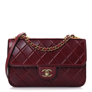 CHANEL Calfskin Embossed Medium Flap Red