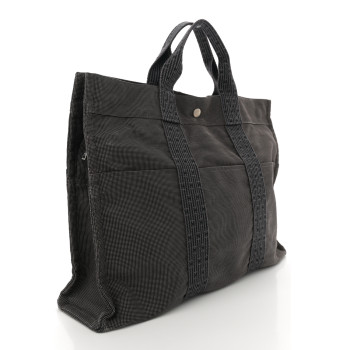 HERMES Canvas Herline MM Tote Grey