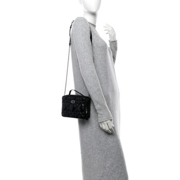 CHRISTIAN DIOR Calfskin Macrocannage Caro Box Bag Black