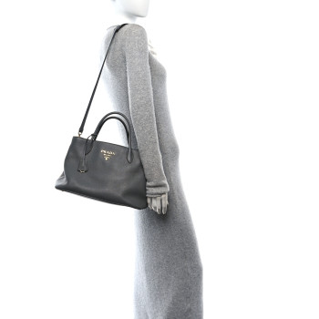 PRADA Vitello Daino Shopping Tote Marmo