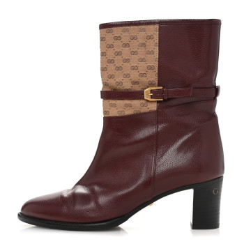 GUCCI Monogram GG Mignon Quentin Granada Kid Ankle Boots 37.5 Vintage Bordeaux Dusty Brown